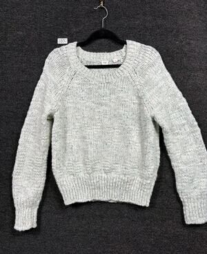 Gap Wool Blend Knit Sweater Womens L Marled Mint Color Boxy Crew Neck Crop